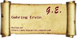 Gehring Ervin névjegykártya